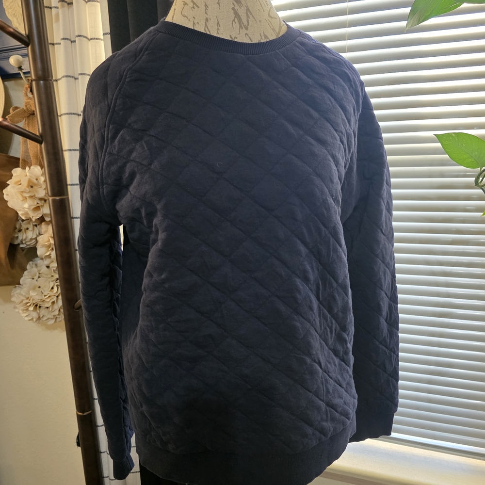 J.Lindeberg Dark Blue Quilted Cotton Crew Sweater